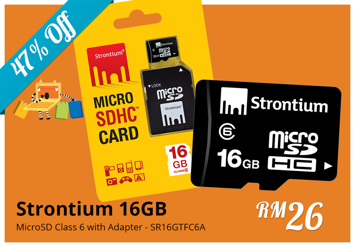 Strontium 16GB MicroSD Class 6 with Adapter - SR16GTFC6A